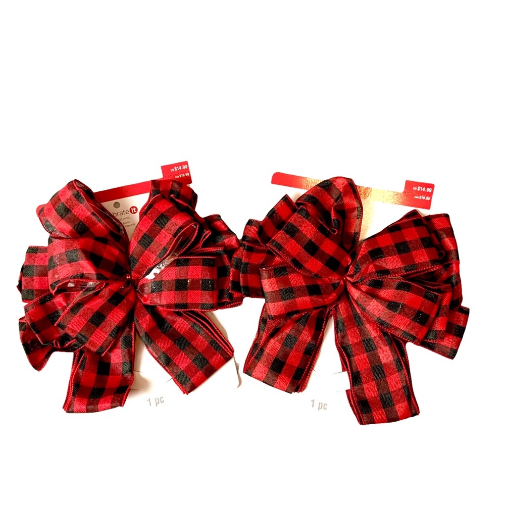 Christmas Red & Black Buffalo Check 22” Extra Large Bows 2 Count